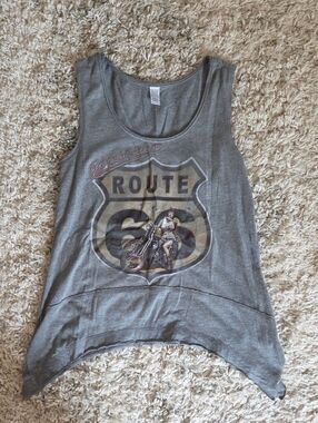 Gray Route 66 Graphic Tank Top